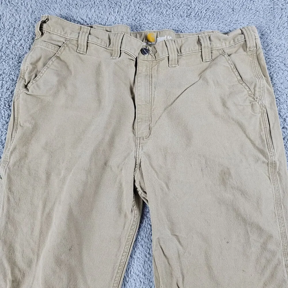 Carhartt Pants Mens 42x28 Beige Rugged Flex Relaxed Fit  102291-253 Carpenter